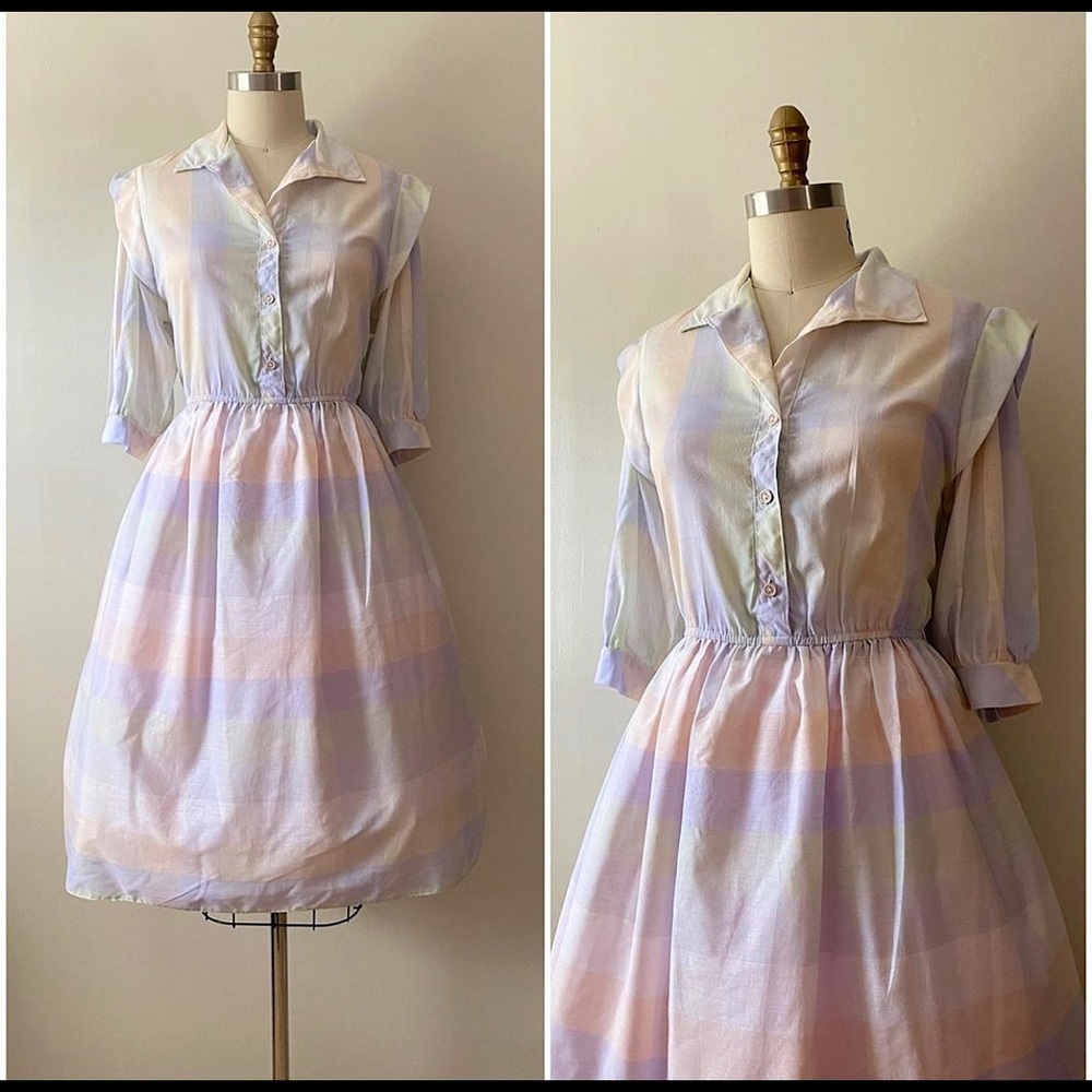 Vintage Pastel Plaid Dress